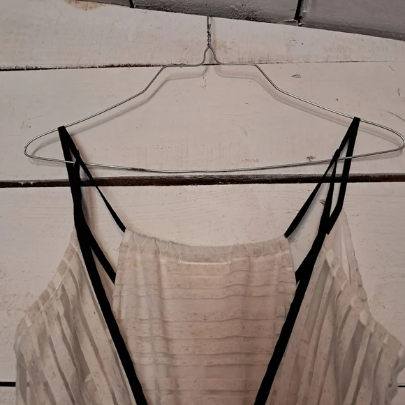 Anthropologie Racerback Sheer Maxi Tan Off White Dress By Maeve Size Small - Picture 7 of 10